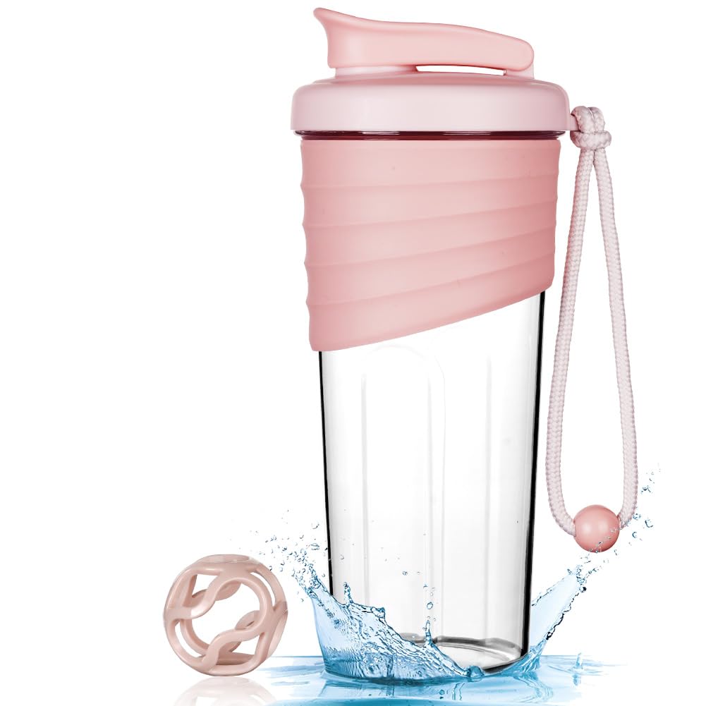 ACWOO Protein Shaker Bottle with Protein Shaker Ball, 700ml Protein & Supplement Shaker Bottle, Leak Proof Flip Flop Lid Shake Bottle Mixer, BPA Free Container for Protein Shakes, Gym Shaker Bottle