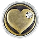Petite Ginger Snap Brass Heart with Stone