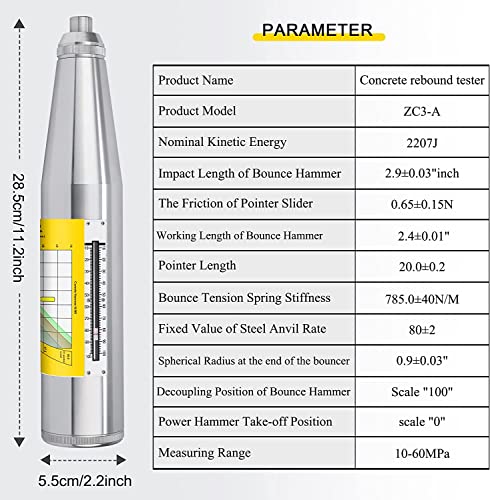 CGOLDENWALL Sclerometer for Concrete with Italian Manual Resiliometer Sclerometer in the Scope of 10-60 Mpa ZC3-A