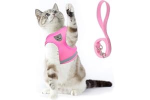 Supet Cat Harness and Leash Set - Soft Mesh Adjustable Cat Vest Harness with Reflective Strap for Walking Cat and Puppy Rabbit
