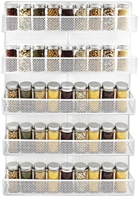 Izlif 5 Tier Wall Mount Spice Rack Organizer Kitchen Storage Shelf