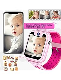 Niños reloj inteligente GPS Tracker, synmila visualización táctil reloj de pulsera teléfono con SIM para niños niñas con monitores de cámara Fitness rastreadores anti lost Wearable Teléfono de reloj pulsera para IOS Android Rosado