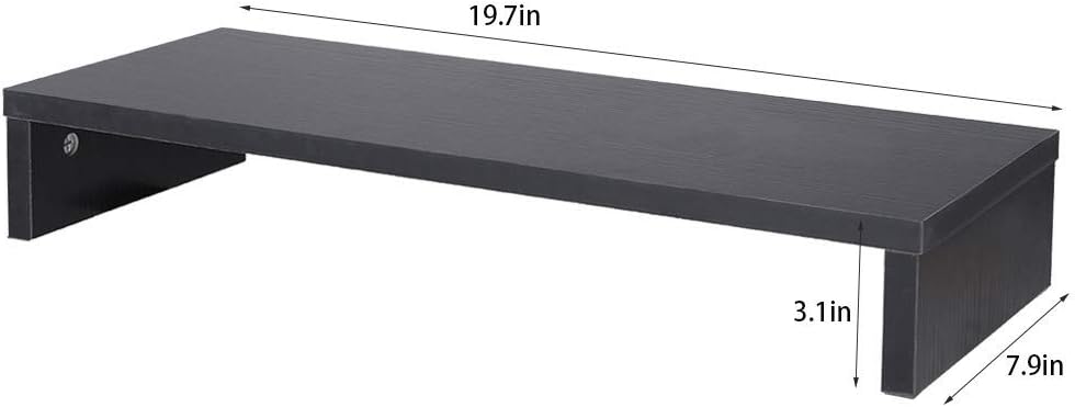 Bamboo Monitor Stand Riser with Storage Organizer Laptop Cellphone TV Printer Stand Desktop Container (Black)