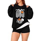 Halloween Pregnancy Sweatshirt & Hoodie Skeleton Maternity Top for Women | Pregnancy Announcement Sweatshirt Spooky Skeleton Sweatshirt Funny Mom to Be Halloween Top