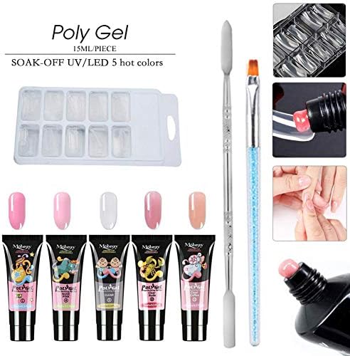 Soak Off Polygel Builder Gel Nail Building Model UV Pen Dual Head Steel Push Kit
