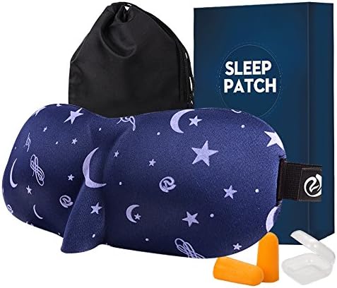 FUGUS 3D Sleep Mask,Eye Mask for Sleeping,Comfortable and Super Soft Eye Mask with Velcro Non-Sticky Hair - Great for Travel,Business,Work (Blue)
