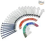 24 Sets Luer Lock Syringe 10ml 3ml 1ml with Blunt Tip Needles and Caps by V-Story