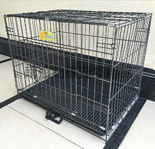 マーケティング 折り畳み式の金属犬の木枠折りたたみ式ペット猫ケージ犬小屋ダブルドア簡単インストール