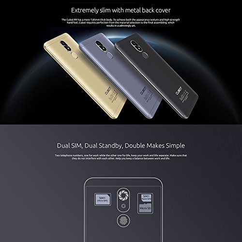 CUBOT R9 - 3G Smartphone, Android 7.0, Pantalla 5.0 pulgadas, MTK6580 Quad Core 1.3GHz, 2GB RAM+16GB ROM, 5MP+13MP Cámara, Huella Dactilar,Cuerpo de Metal, 2600mAh
