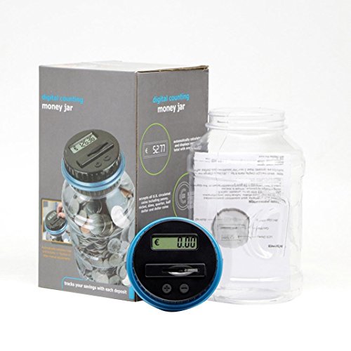 Weite Piggy Bank, Black Digital Money Bank Large LCD Money Jar, Battery Operated Coin Bank EU Coins Savings Box for Office Home Kids Children Adults, Auto Counting (B)