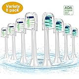 Replacement Toothbrush Heads Compatible with Philips Sonicare 2 Series,3 Series,Protectiveclean,Essence+,Diamondclean,Essential Clean,HealthyWhite/+,Flexcare/+ Electric Toothbrush(8 Variety Pack)