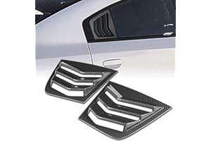 Q1-TECH Carbon Fiber Look Side Window Louvers Scoop Cover Vent Sun Shade Cover Compatible with 2011-2021 Dodge Charger (ABS, Fits for All Weather)