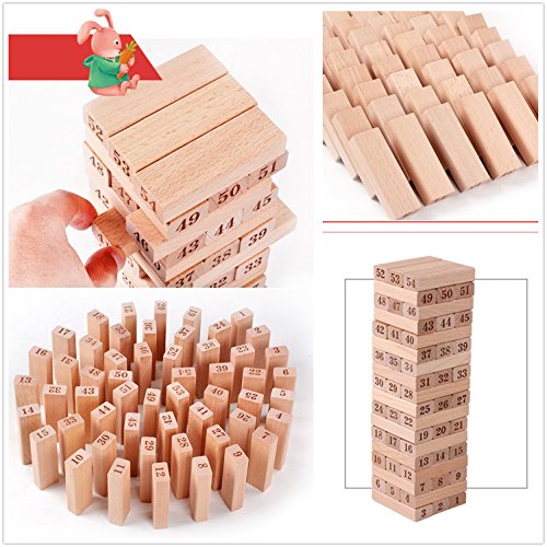 QZM Wooden Stacking Board Games Timber Tower Classic Best Family Fun Educational Games for Kids