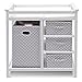 Costzon Baby Changing Table, Infant Diaper Changing Table Organization, Diaper Storage Nursery Station with Hamper and 3 Baskets (White+Gray)