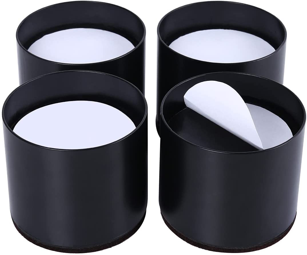 Ezprotekt Upgrade Bed and Furniture Round Risers - 2 INCH Rise Size - Wont Crack & Scratch Floors - Heavy Duty Solid Steel - Great for Wood and Carpet Surface, 0.75 Inch Recess Cup (Black, 4Pack) — image 1