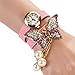 BESSKY Women Faux Pearls Rhinestone Butterfly Bracelet Quartz Analog Watch