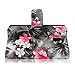 Cellularvilla Wallet Case for Samsung Galaxy S5 Pu Leather Wallet Card Flip Open Pocket Case Cover Pouch (Black Pink Flower)