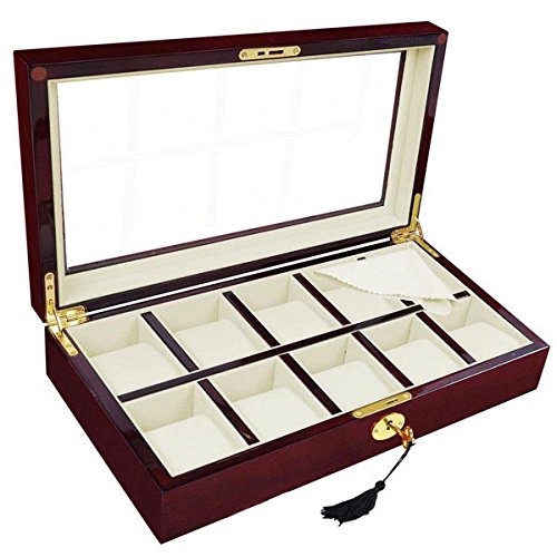 Koval Inc. XL 10 Slots Wooden Watch Display Jewel Collecting Case