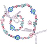 SMITCO Kids Jewelry - for Little Girls and Toddlers - Blue and Pink Stretch Necklace and Bracelet Set - Great Costume Jewelry and Accessories Sets for Children to Play Pretend and Dress Up