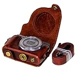 CEARI Detachable Camera Leather Case Protective Bag for Canon PowerShot G9X + MicroFiber Clean Cloth - Coffee