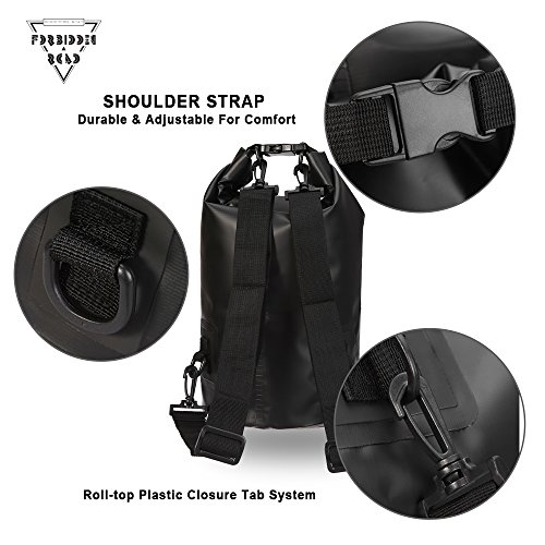Forbidden Road 5L 10L 15L Waterproof Dry Bag (8 Colors) Dry Sack Roll Top Dry Compression Sack Keeps Gear Dry for Kayaking Boating Camping Canoeing Fishing Skiing Snowboarding (Black, 20L) - Thumbnail 2