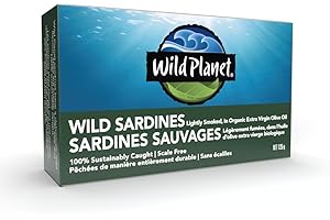 Wild Planet Value Pack Wild Sardines in Extra Virgin Olive Oil, Sea Salt, Lightly Smoked, Tinned Fish, Sustainably Caught, No