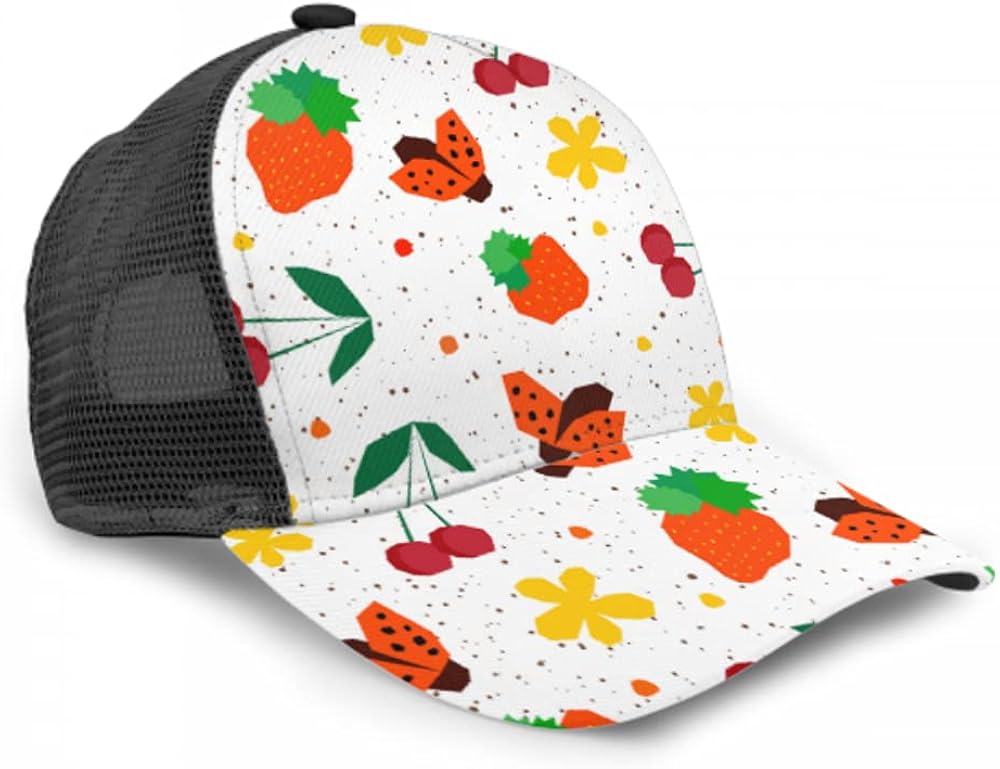 Baseball Cap Abstract Childish Geometric Pattern Adjustable Mesh Unisex
