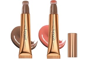 JISKG 2 Colors Liquid Contour Beauty Wand, Highlighter and Bronzer Stick,Long Lasting & Smooth Natural Matte Finish,with Cushion Applicator Attached Easy to Blend. (1#/2#)