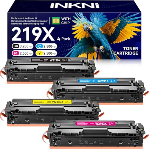 219X (avec Puce) Compatible avec 219A 219X Toner pour HP Color LaserJet Pro MFP 3302FDWG 3302FDW 3302SDW 3302SDWG 3302SDWG 3302FDN 3302FDNG 3202DN 3202DW pour W2190X W2191X W2192X W2193X