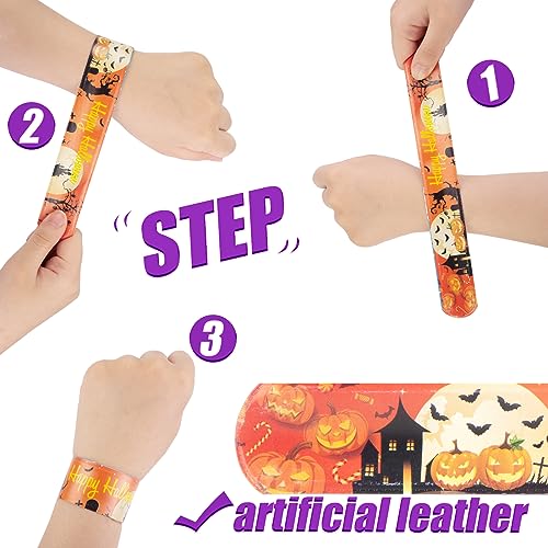 LOVESTOWN 64PCS Halloween Slap Bracelet Bulk, Halloween Slap Bracelets for Kids Snap Bracelets Wristbands for Halloween Giveaways Party Supplies Party Favors 36 Styles