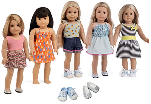 sweet dolly 18 inch Doll Clothes and Shoes, 5 Outfits +2 Shoes