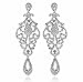 Large Pageant Austrian Crystal Rhinestone Chandelier Dangle Earrings Prom E2090 2 Colors Gold or Silver (Silver)