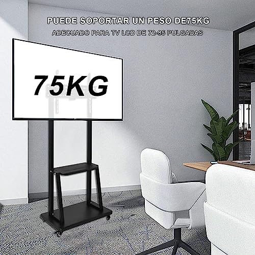 LINK BITS C3275N41 Soporte de TV móvil con Ruedas para televisores 32" a 75", Base para Pantalla de Piso, Giratorio con Dos repisas para monitores de hasta 75kg y VESA de hasta 600x400mm.