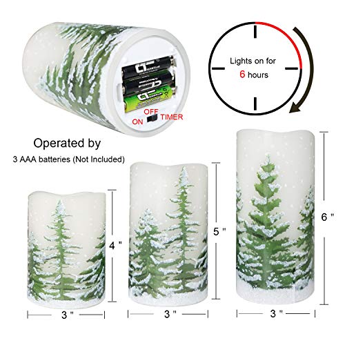 Eldnacele Green Tree Christmas Deco Flameless Flickering Candles with