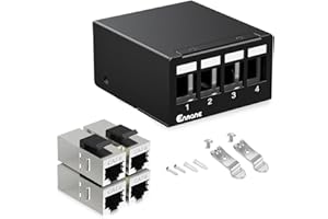 Enmane 4 Port Patch Panel CAT6 Keystone Patch Panel (EC Listed) Network for Home/Office (1U 4Port, CAT6 Shielded)