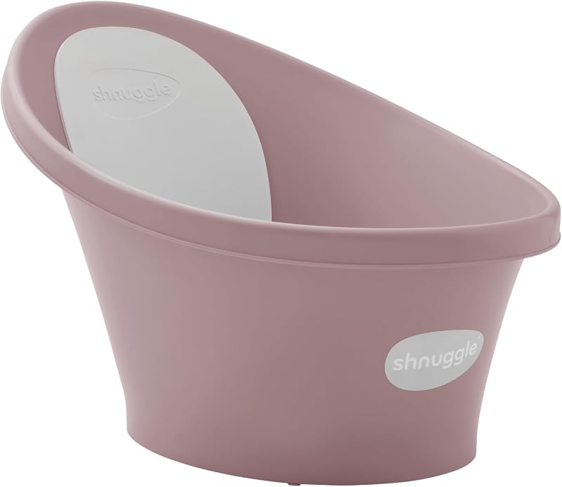 Shnuggle Baby Bath with Bum Bump Support, Backrest & Plug - Blossom