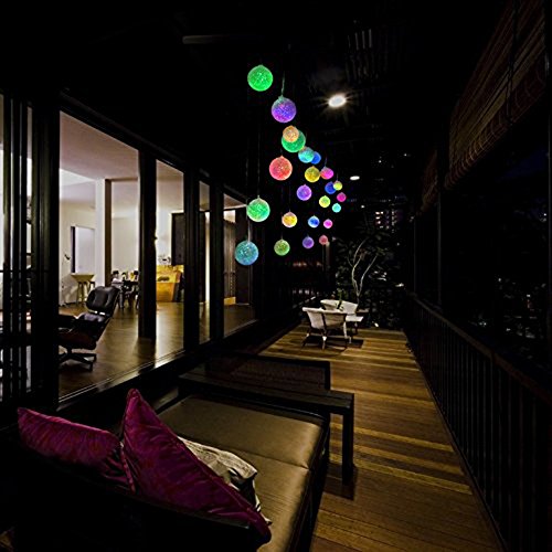 image for AVEKI Solar Wind Chimes Outdoor, Changing Color Solar Power Ball Wind 