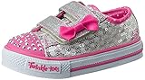 Skechers Kids Twinkle Toes Shuffles Sweet Steps Light-Up Sneaker ,Silver/Hot Pink,8 M US Toddler