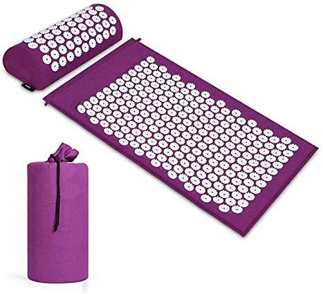 DAYOLY Purple Acupressure Mat and Pillow Set, High Pulse Acupressure Set with Bag and Pillow - for Treatment of Systematic Pain and Tensions, Wellness/Relaxation