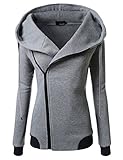TheLees Best Seller Unisex Casual Slim Fit Big Hood Oblique Zipup Jacket