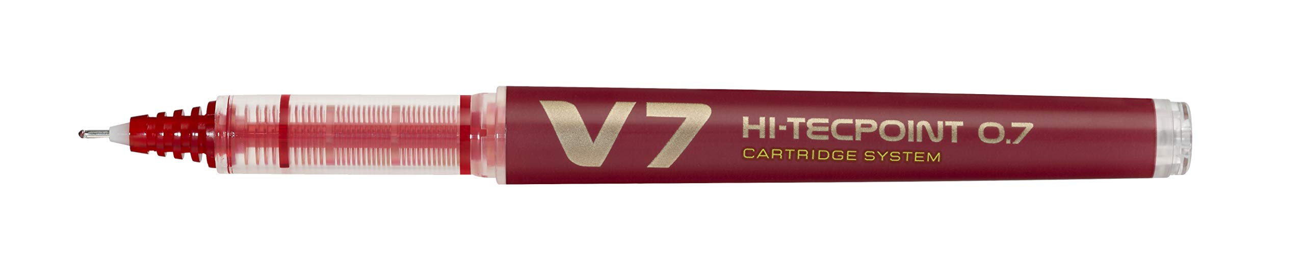 Pilot V7 Cartridge System Liquid Ink Rollerball 0.7mm Tip- Red, Box of 10