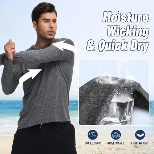 LalaHooK 5 Pack Long Sleeve Shirts for Men - UV Sun Protection Quick Dry Full Sleeve T-Shirts for Fishing Hiking Traveling