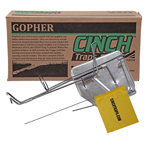 Cinch Gopher Trap with Tunnel Marking Flag (Medium) Heavy-Duty, Reusable Rodent Trapping System | Lawn, Garden, and Outdoor Use | Weather Resistant Steel