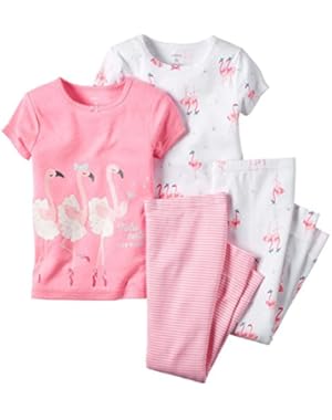 Carters Baby Clothing Outfit Girls 4-Piece PJ Set Pink Flamingo Tutu