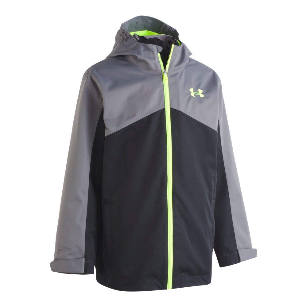Under Armour Boys’ Westward 3-in-1 Jacket, Removable Quilted Liner & Hood, Windproof & Water Repellant, Black, YS