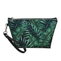 Bigcardesigns Tropical Leaves Print Make-up Bags Professional Cosmetic Bag Zipper Clutch Faux Leather Purse Case