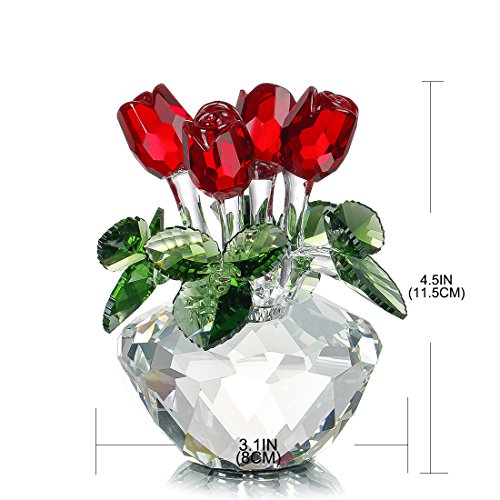 HD-HYALINE-DORA-Red-Rose-Figurine-Ornament-Spring-Bouquet-Crystal-Glass-Flowers-Gift-Boxed