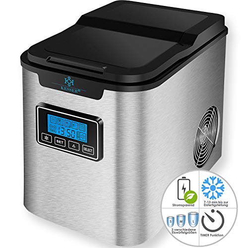 KESSER® Eiswürfelbereiter | Eiswürfelmaschine Edelstahl | 150W Ice Maker | 12 kg 24 h | 3 Würfelgrößen | Zubereitung in… – Bild 3