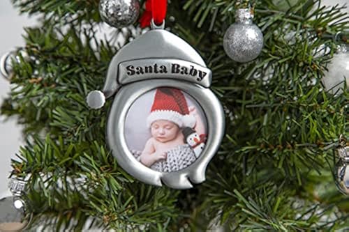 Pearhead Santa Baby Holiday Silver Ornament, Babyprint Keepsake