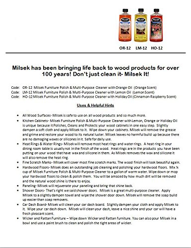 Milsek 13570 Furniture Polish and Cleaner with Orange Oil, 12-Ounce, 12 Ounces - Thumbnail 4
